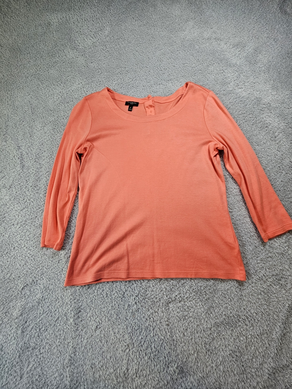 Talbots Coral Long Sleeve Scoop Neck Top